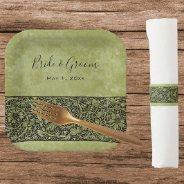 Vintage bruiloft, Victoriaans bloemenrol Papieren Bordje