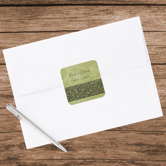 Vintage bruiloft, Victoriaans bloemenrol Vierkante Sticker