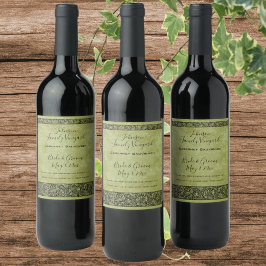 Vintage bruiloft, Victoriaans bloemenrol Wijn Etiket