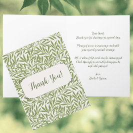 Vintage bruiloft, Victoriaans wilg bladeren patroo Bedankkaart