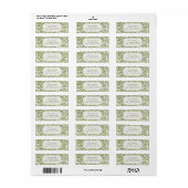 Vintage bruiloft, Victoriaans wilg bladeren patroo Etiket (Full Sheet)