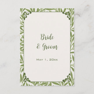 Vintage bruiloft, Victoriaans wilg bladeren patroo Informatiekaartje