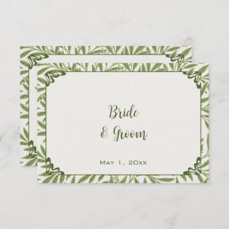 Vintage bruiloft, Victoriaans wilg bladeren patroo Informatiekaartje