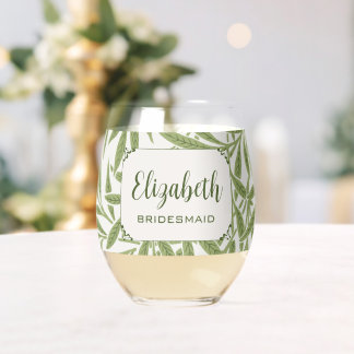 Vintage bruiloft, Victoriaans wilg bladeren patroo Wijnglas Zonder Voet