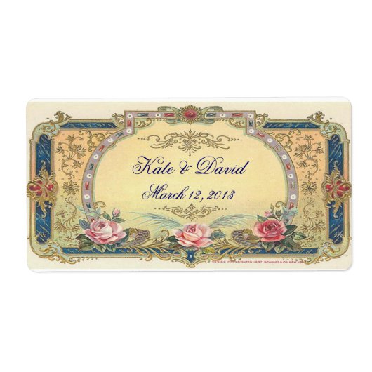 Vintage bruiloft wijn, waterfles etiket (Voorkant)