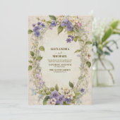 Vintage bruiloft William Morris Lavender Kaart (Staand voorkant)