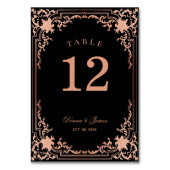 Vintage Bruiloft Zwart Roze Elegant Antiek Kaart (Achterkant)