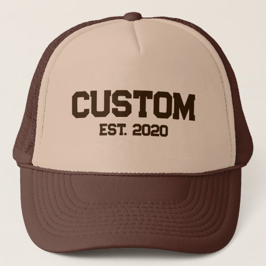 Vintage Bruin EST jaar Trucker Pet (Voorkant)