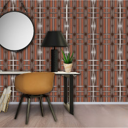 Vintage bruin wit strepen geometrisch patroon behang