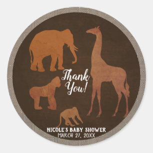 Vintage Bruine Afrikaanse Safari Jungle Zoo Favori Ronde Sticker