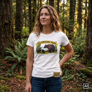 Vintage bruine beren in Yellowstone National Park T-shirt