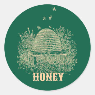 Vintage Bruine Bijenkorf Ronde Sticker