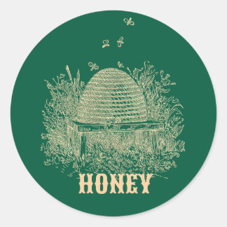 Vintage Bruine Bijenkorf Ronde Sticker