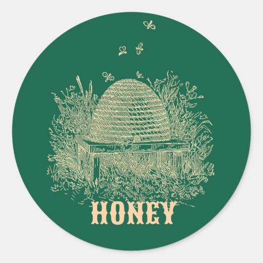 Vintage Bruine Bijenkorf  Ronde Sticker (Voorkant)