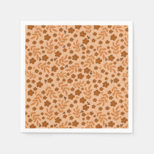 Vintage bruine bloemen papieren servet | Herfstfee