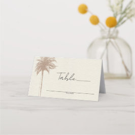 Vintage Bruine Palmboom Strand Bruiloft Tafel Numm Plaatskaartje