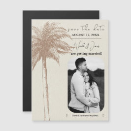 Vintage bruine palmboom strand save the date