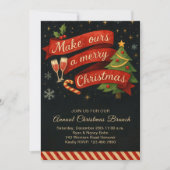 Vintage Brunch & Bubbly Kerstfeestviering Festief Feestdagenkaart (Voorkant)