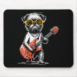 Vintage Brussels Griffon speelt gitaar Rock Muziek Muismat