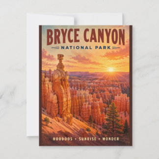 Vintage Bryce Canyon National Park Hoodoos Zonsopg Notitiekaartje