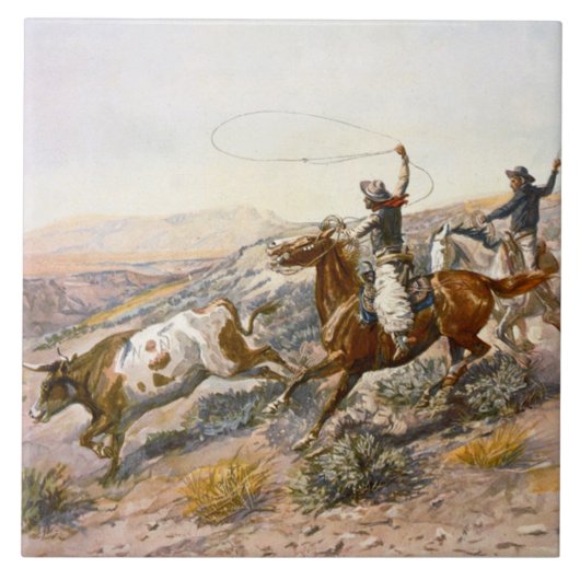 Vintage Buccaroos Charles Marion Russell Tegeltje (Voorkant)