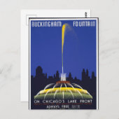 Vintage Buckingham Fountain Chicago Briefkaart (Voorkant / Achterkant)