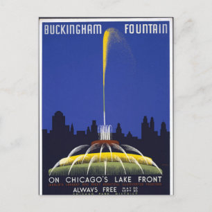 Vintage Buckingham Fountain Chicago Briefkaart