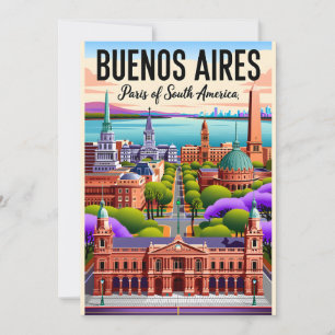 Vintage Buenos Aires Argentinië Retro Illustratie  Feestdagenkaart