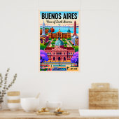 Vintage Buenos Aires Argentinië Retro Illustratie Poster (Keuken)