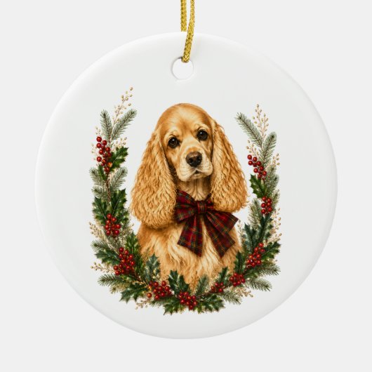 Vintage Buff Cocker Spaniel Kerst Ornament (Voorkant)