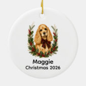 Vintage Buff Cocker Spaniel Kerst Ornament (Achterkant)
