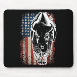 Vintage Buffalo Amerikaanse Vlag Bizon Patriottisc Muismat
