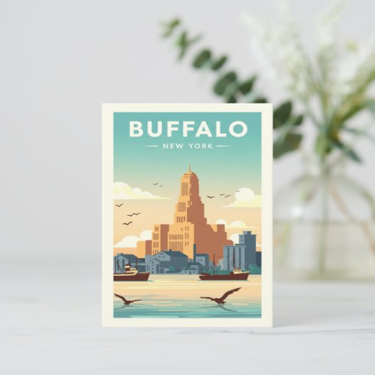 Vintage Buffalo Briefkaart (Staand voorkant)