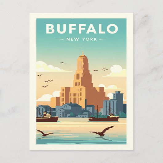 Vintage Buffalo Briefkaart (Voorkant)