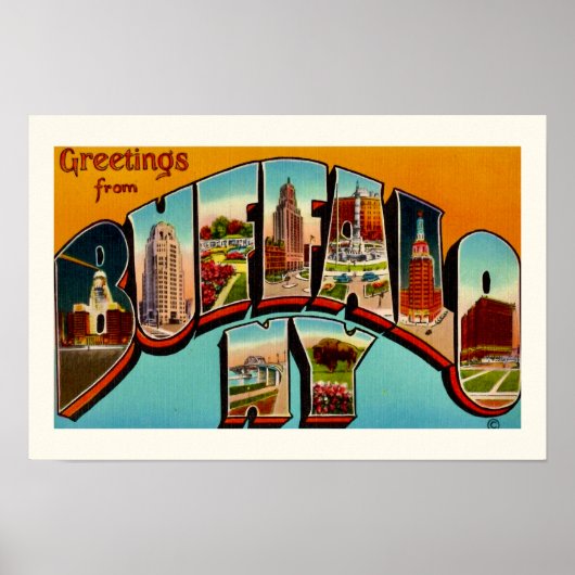 Vintage Buffalo New York ansichtkaart print (Voorkant)