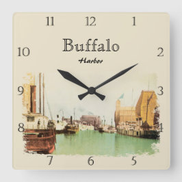 Vintage Buffalo NY Harbor Custom Square Wall Clock Vierkante Klok