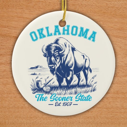 Vintage Buffalo Oklahoma Souvenir Design Keramisch Ornament