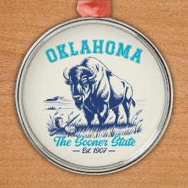 Vintage Buffalo Oklahoma Souvenir Design Metalen Ornament