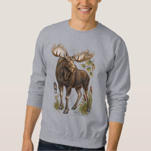 Vintage Bull Moose Veldgids Natuurillustratie Trui