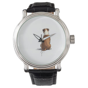 Vintage Bulldog Achteraanzicht Illustratie Hond Li Horloge