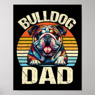 Vintage Bulldog Vader Hondenliefhebbers Papa Vader Poster