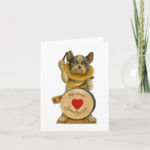 Vintage Bulldog Valentine's Day Card Kaart