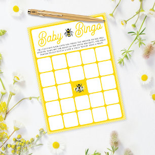 Vintage Bumblebee Baby BINGO Baby shower Game Kaar Kaart
