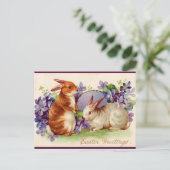 Vintage Bunnies and Lilacs Easter Greeting Briefkaart (Staand voorkant)