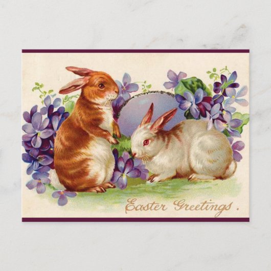 Vintage Bunnies and Lilacs Easter Greeting Briefkaart (Voorkant)