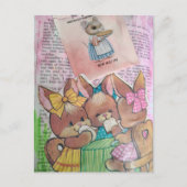 Vintage Bunnies and Mouse Collage Briefkaart (Voorkant)