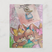 Vintage Bunnies and Mouse Collage Briefkaart (Voorkant)