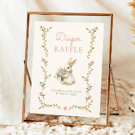 Vintage Bunny Baby Shower Diaper Raffle Sign Poster