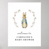 Vintage Bunny Baby Shower Welcome Poster (Voorkant)