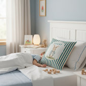 Vintage Bunny Blue Jacket Children's Name Pillow Kussen